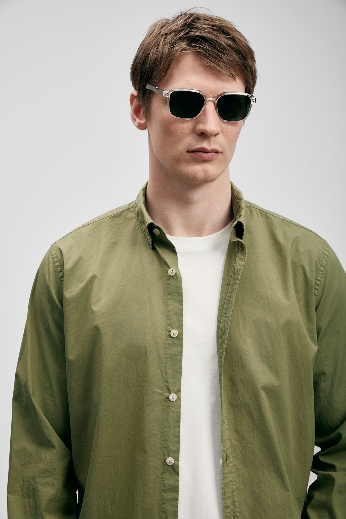 Men Basic Shirt Regular Fıt Green - LUFIAN