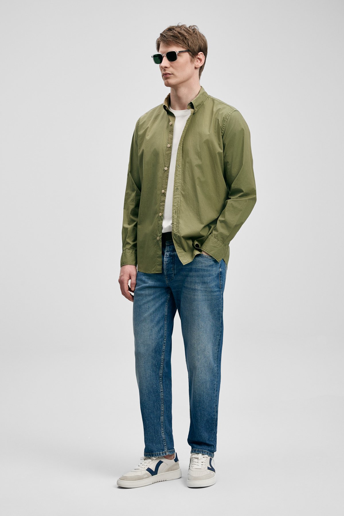 Men Basic Shirt Regular Fıt Green - LUFIAN
