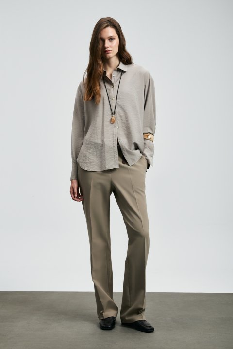 Mıla Kadın İpekli Gömlek Vizon - Lufian (1)