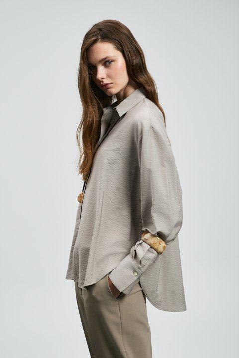 Mıla Women's Silk Shirt Mink - Lufian