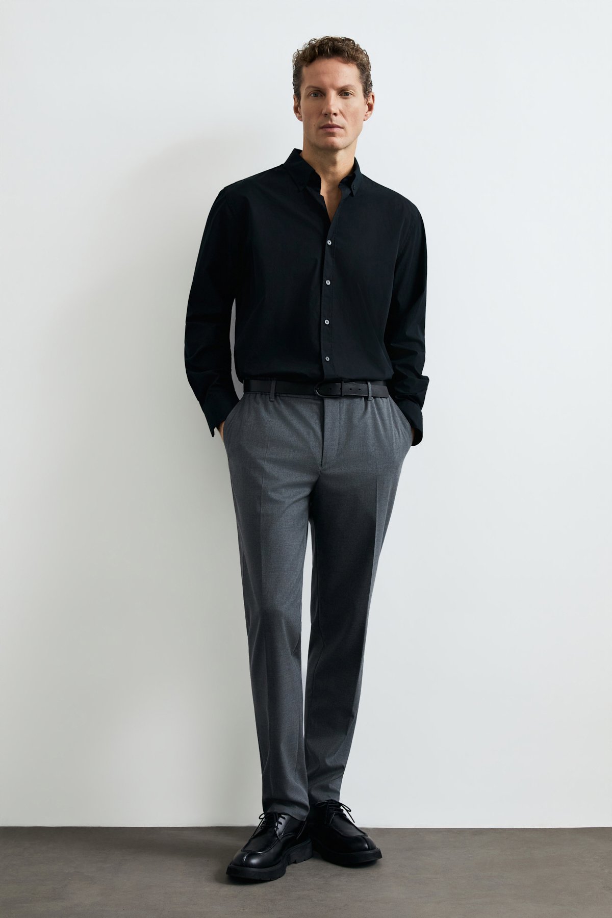 Danıel Men Basic Shirt Regular Fıt Black - LUFIAN