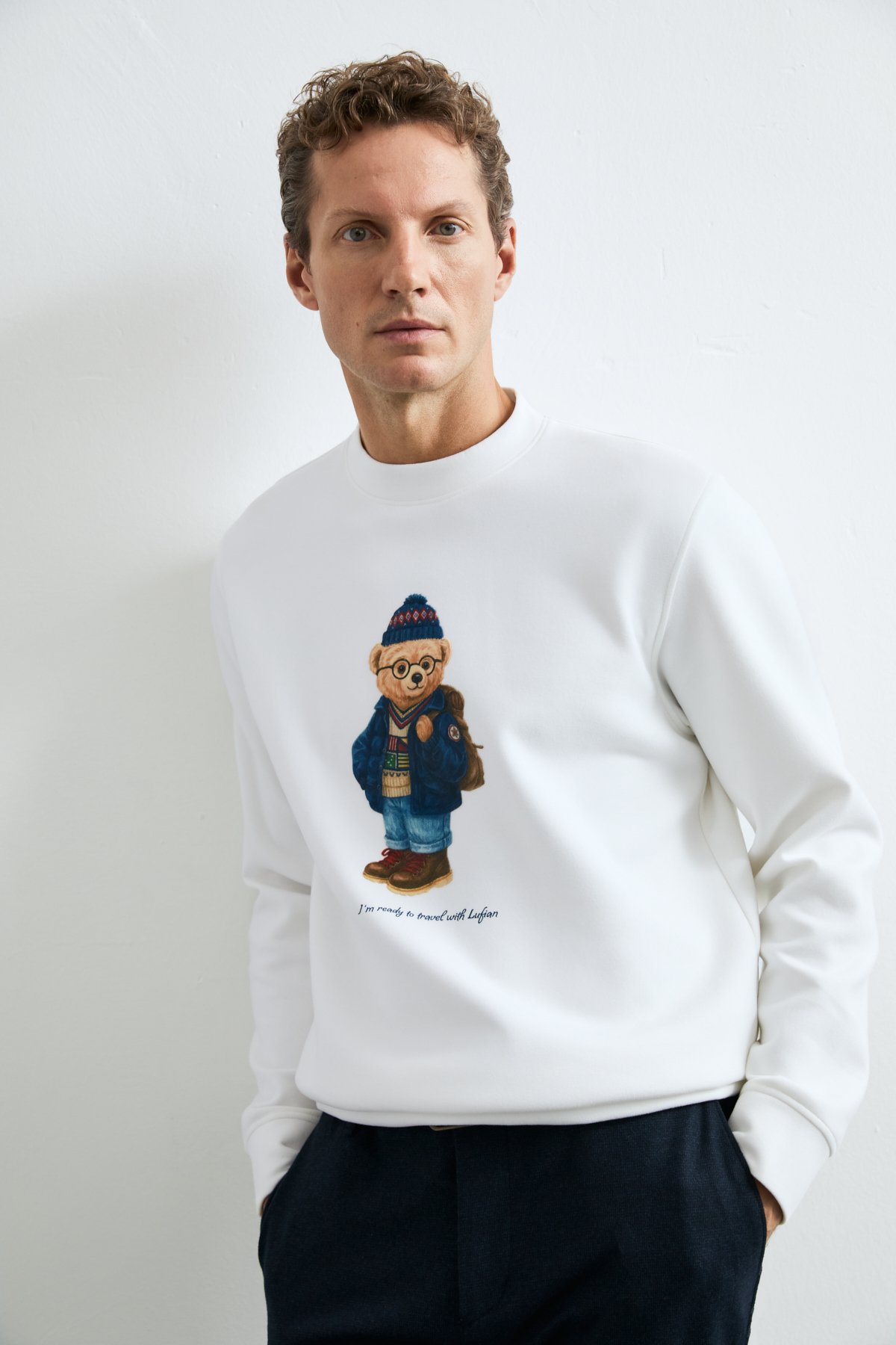 Mıles Erkek Sweatshirt Kırık Beyaz - Lufian