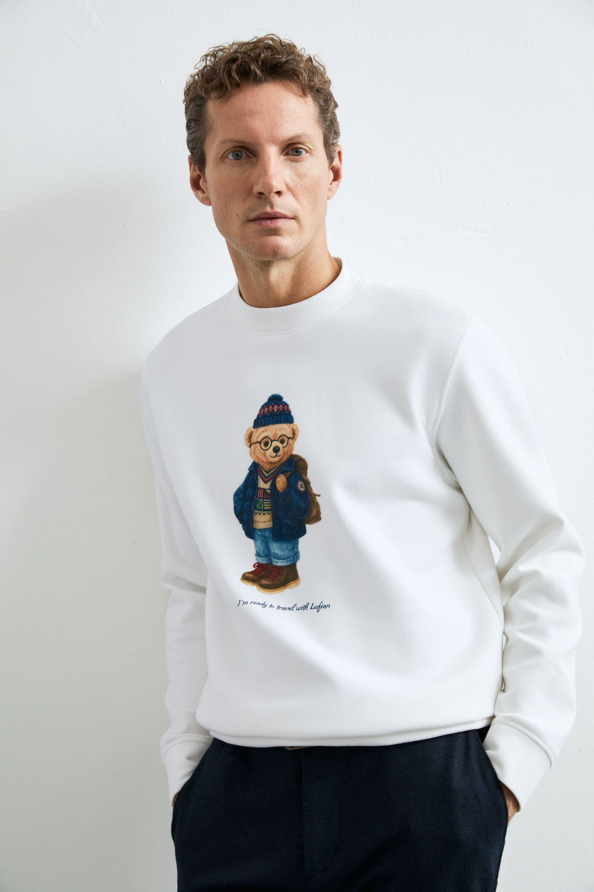 Mıles Erkek Sweatshirt Kırık Beyaz - Lufian