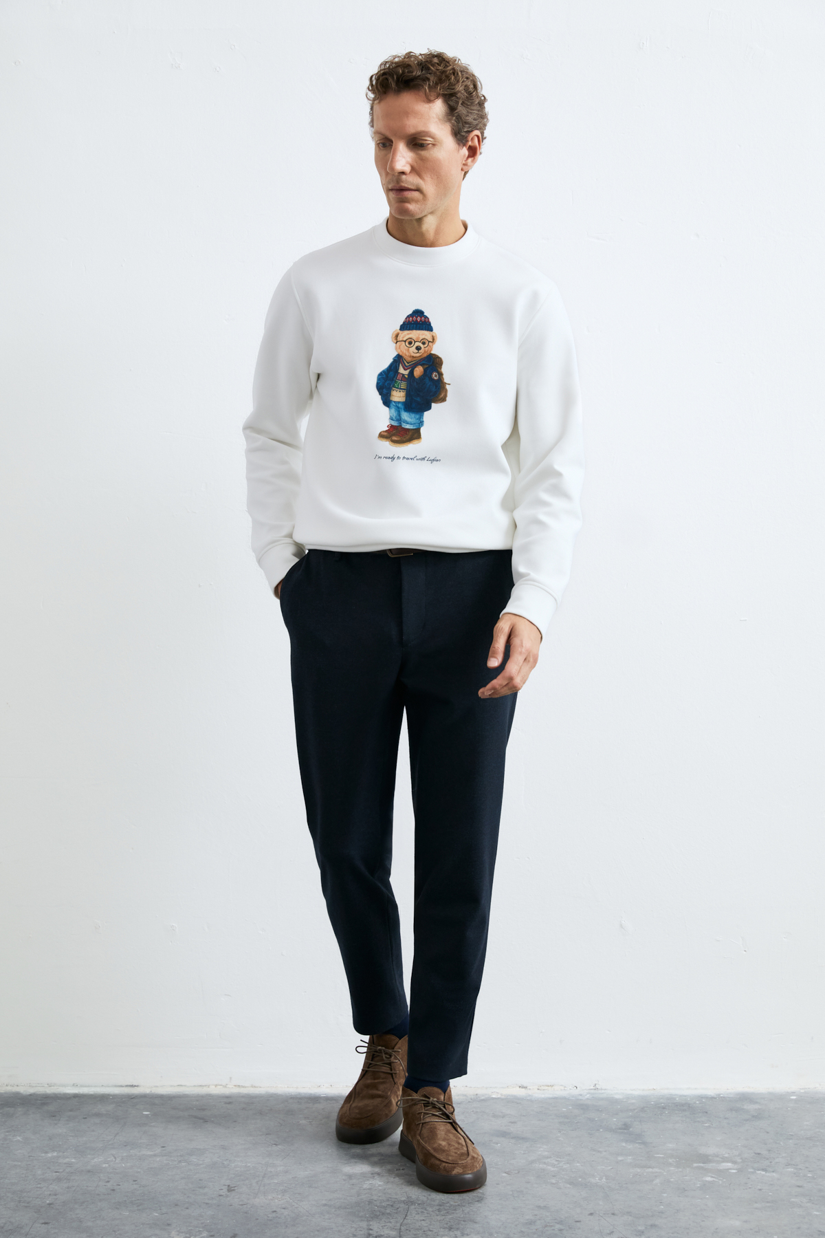 Mıles Erkek Sweatshirt Kırık Beyaz - Lufian