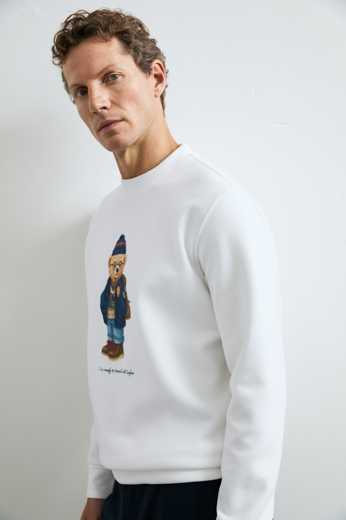 Mıles Erkek Sweatshirt Kırık Beyaz - Lufian
