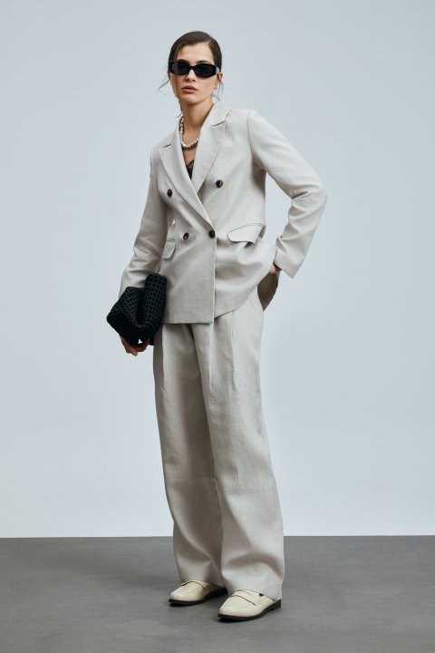 Mıreler Kadın Keten Ceket Bej - Lufian (1)