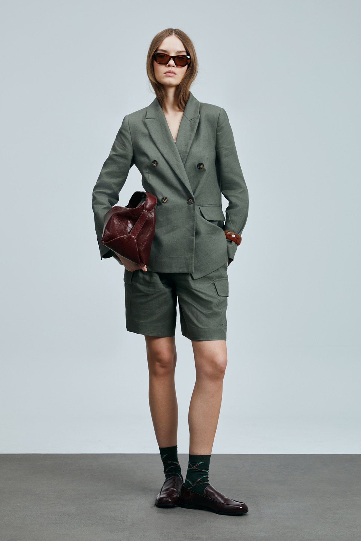 Mıreler Kadın Keten Ceket Haki - Lufian (1)