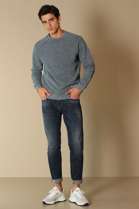 Moen Smart Jean Erkek Pantolon Slim Fit Koyu Mavi - Lufian