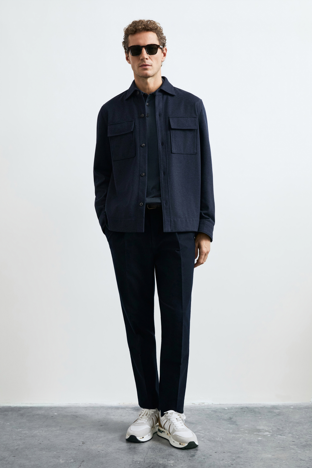Men's Lıghtweıght Shırt Jacket Regular Fıt Navy - LUFIAN