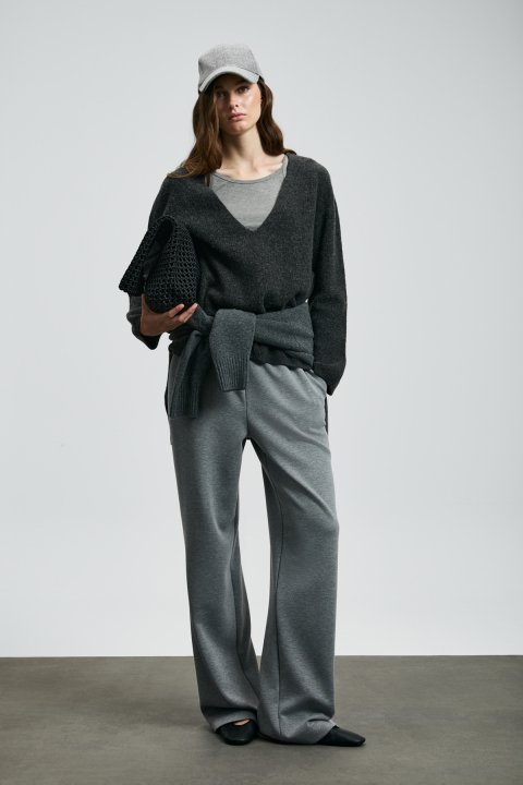 Moon Knitted Women's Sweatpants Gray - Lufian