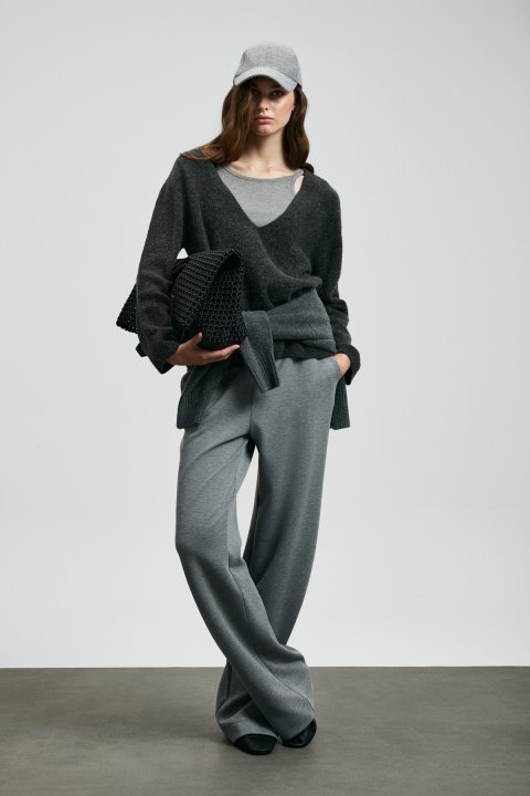 Moon Knitted Women's Sweatpants Gray - Lufian (1)