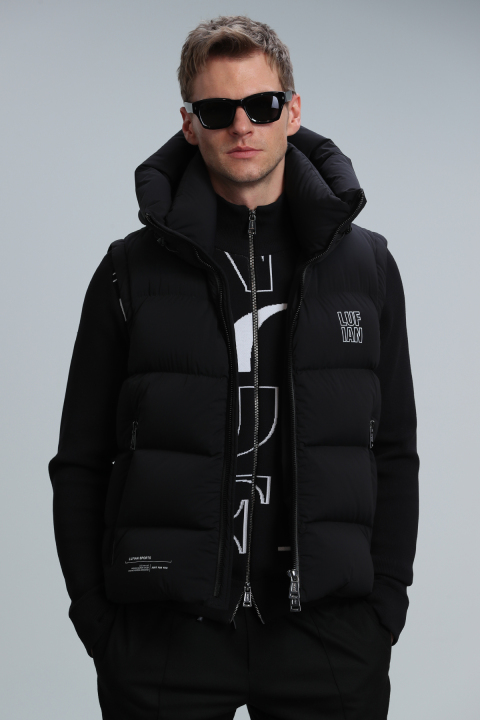 Moses Kaz Tüyü Erkek Yelek Siyah - Lufian