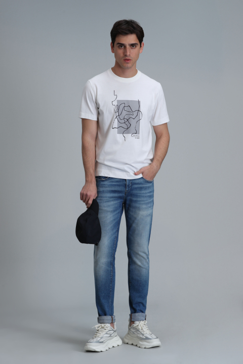 Nally Modern Grafik T- Shirt Beyaz - Lufian (1)