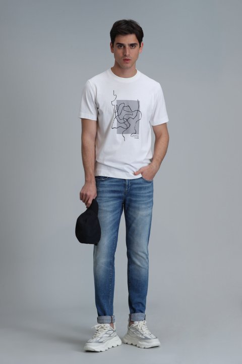 Nally Modern Graphic T- Shirt Whıte - Lufian (1)