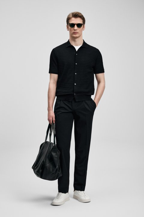 Nalon Smart Men's Chino Pants Slim Fit Black - LUFIAN