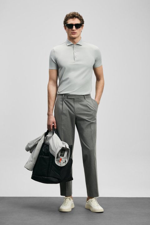 Nalon Smart Men's Chino Pants Slim Fit Light Gray - Lufian
