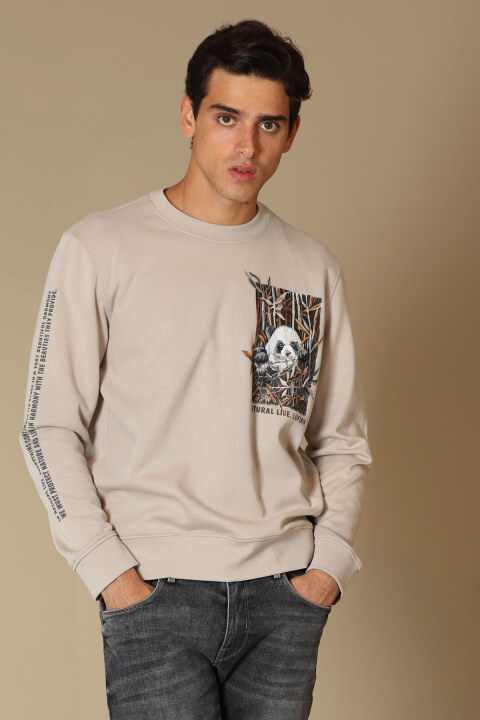 Nature Erkek Sweatshirt Bej - Lufian