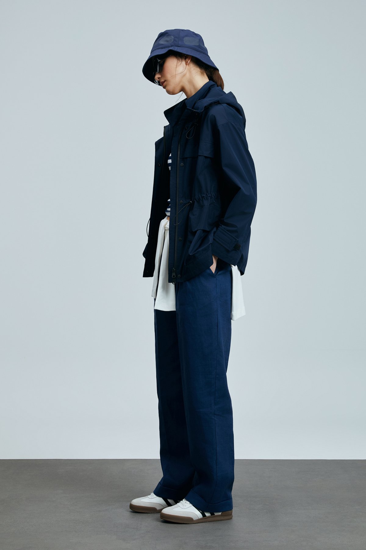 Navasa Kadın Keten Pantolon Lacivert - Lufian