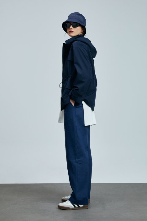Navasa Double Pleated Linen Trousers Navy Blue - LUFIAN (1)