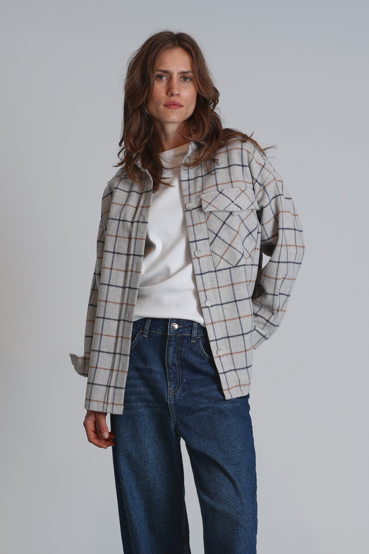 Nelson Women's Shirt Regular Fit Gray - LUFIAN