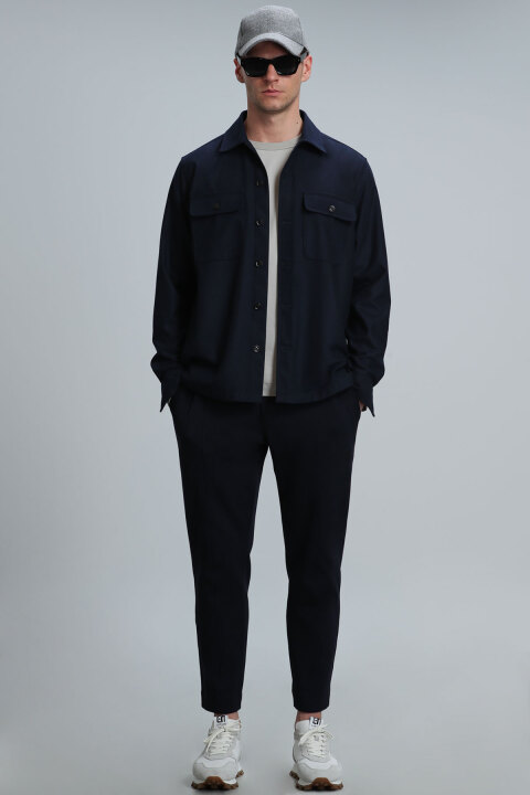 Never Erkek Basic Gömlek Regular Fit Lacivert - Lufian (1)