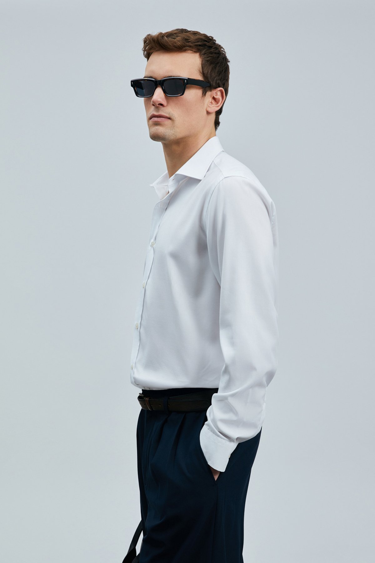 Next Erkek Lyocell Karışımlı Gömlek Regular Fit Beyaz - Lufian (1)