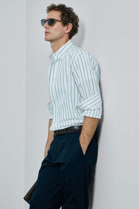 Nıcer Erkek Basic Gömlek Regular Fit Lacivert - LUFIAN