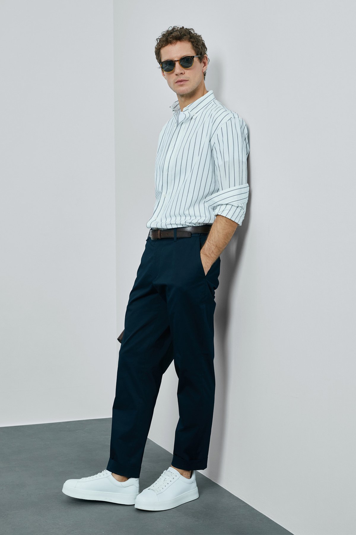 Nıcer Erkek Basic Gömlek Regular Fit Lacivert - Lufian (1)