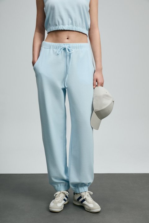 Nılda Knitted Women's Sweatpants Blue - Lufian (1)
