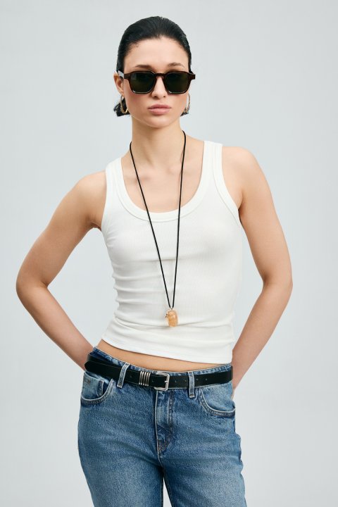Nora Women's Knitted Undershirt Off-White - Lufian (1)