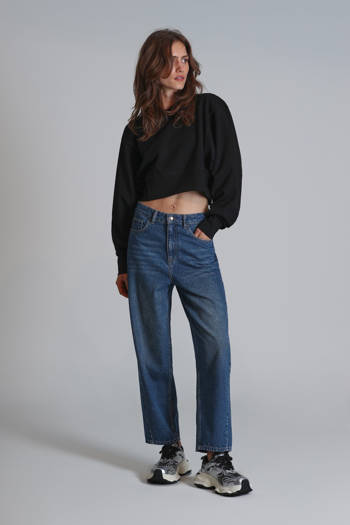 Olıvıa Kadın Örme Sweatshırt Siyah - Lufian (1)