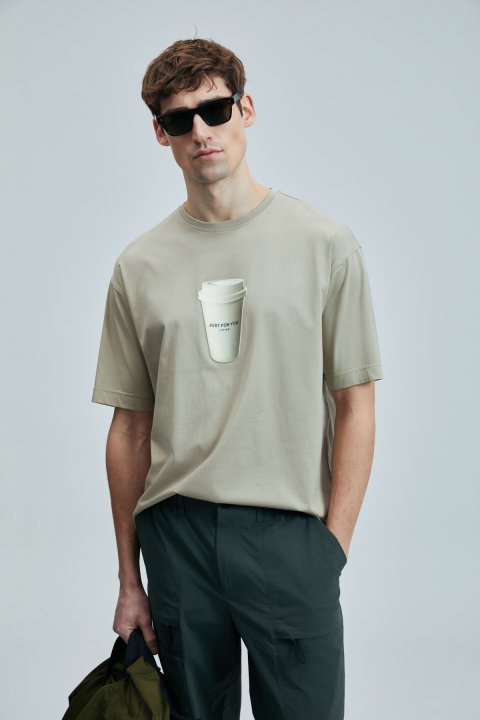 Omen Modern Grafik T- Shirt Bej - Lufian (1)