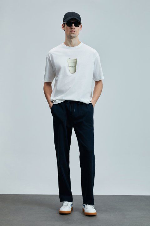 Omen Modern Grafik T- Shirt Beyaz - Lufian