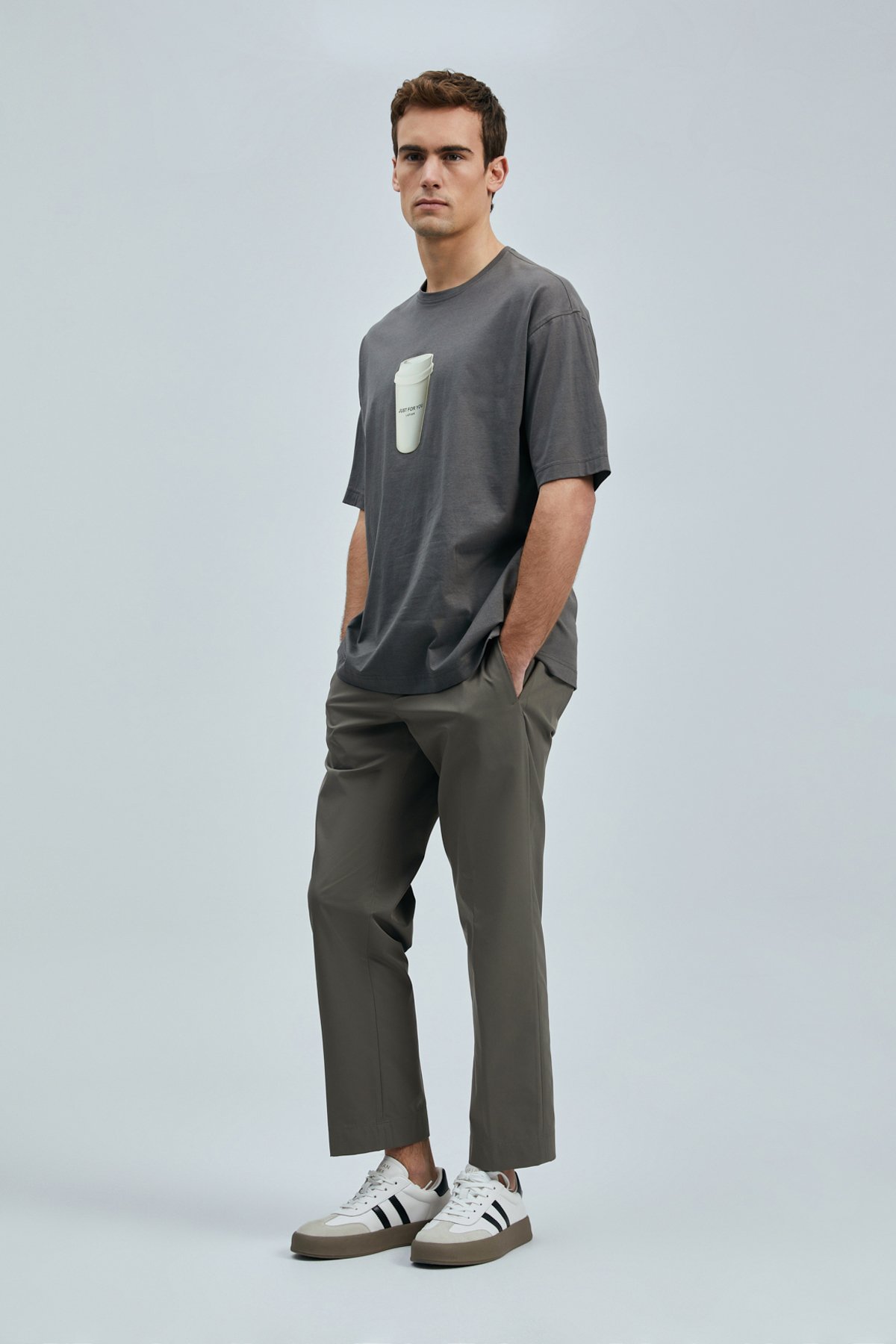 Omen Modern Grafik T- Shirt Kahverengi - Lufian (1)