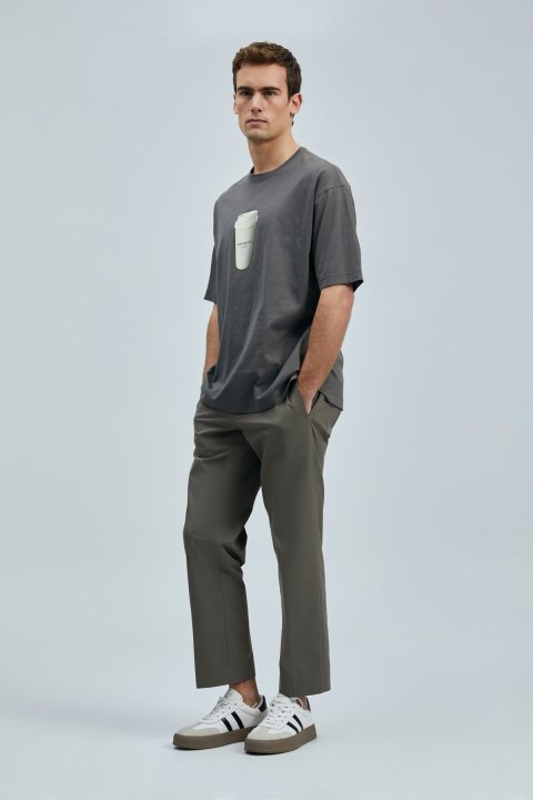 Omen Modern Grafik T- Shirt Kahverengi - Lufian (1)