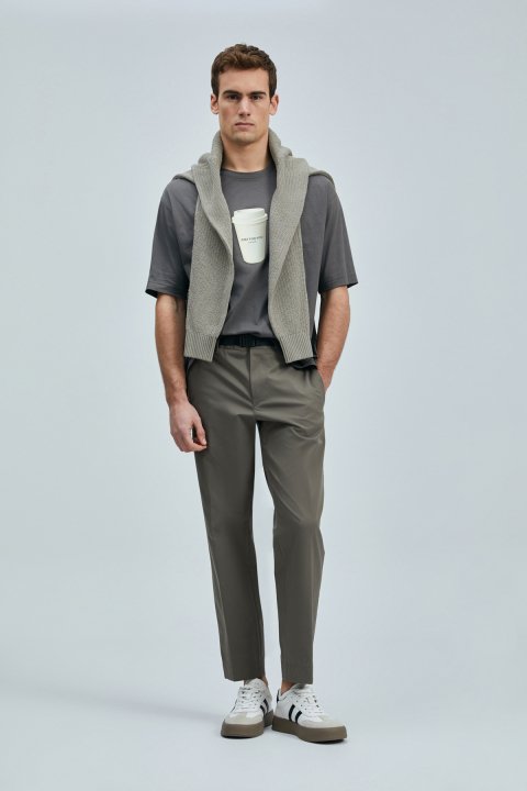 Omen Modern Grafik T- Shirt Kahverengi - Lufian