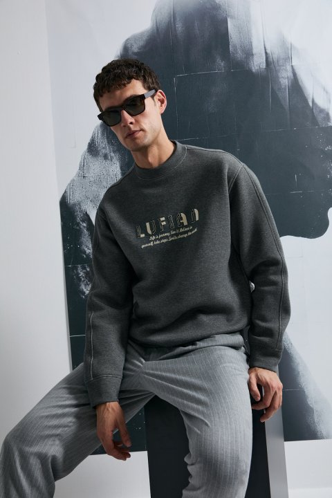 Oracle Erkek Sweatshirt Antrasit - Lufian