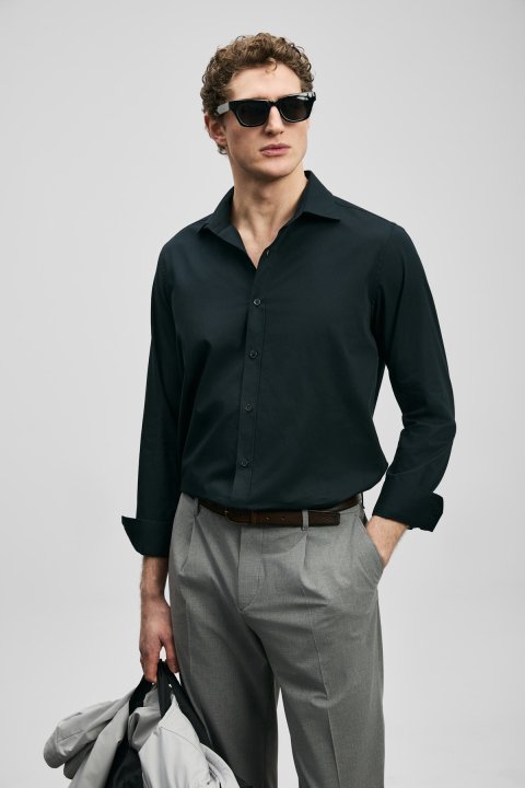 Orland Men's Basic Shirt Regular Fit Black - Lufian