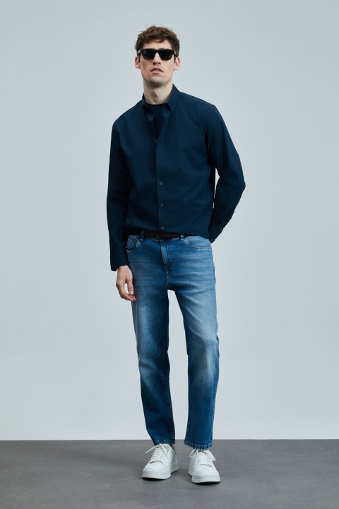 Orlando Smart Jean Erkek Pantolon Slim Fit Mavi - Lufian