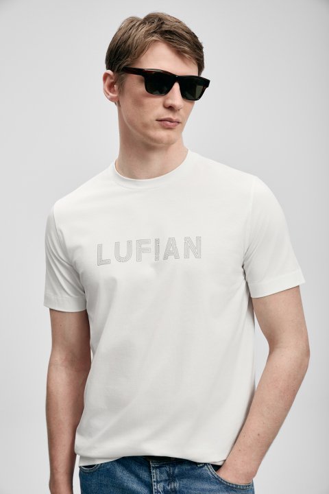 Oscar Modern Grafik Tişört Kırık Beyaz - LUFIAN