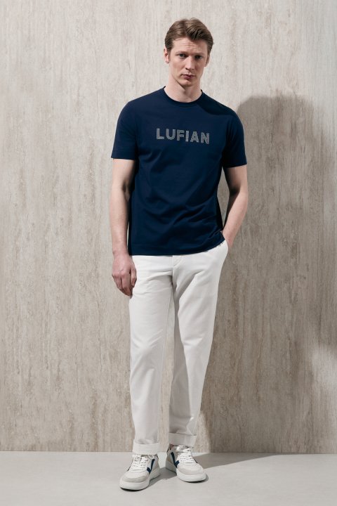 Oscar Modern Graphic T-Shirt Navy Blue - Lufian