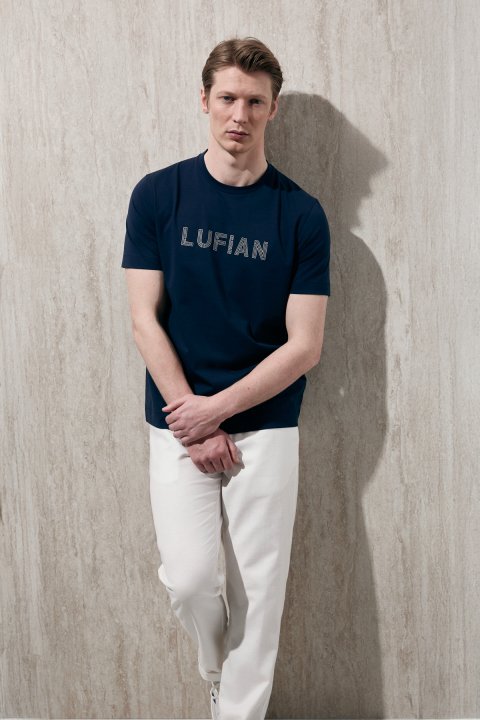 Oscar Modern Graphic T-Shirt Navy Blue - Lufian (1)