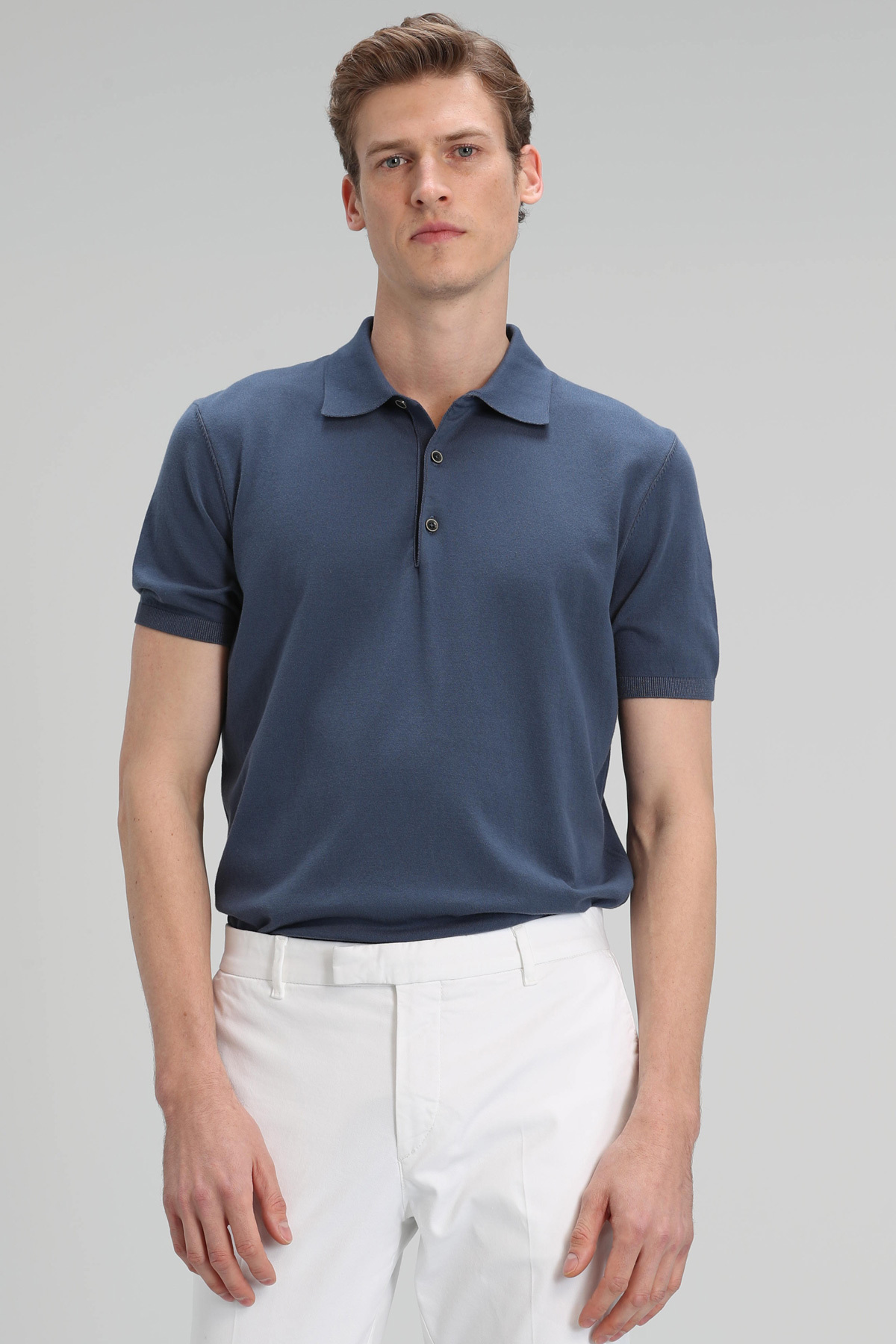 Palma Pamuk Erkek Polo Tişört Açık Lacivert