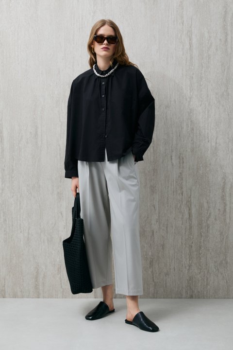 Pamela Kadın Gömlek Siyah - Lufian