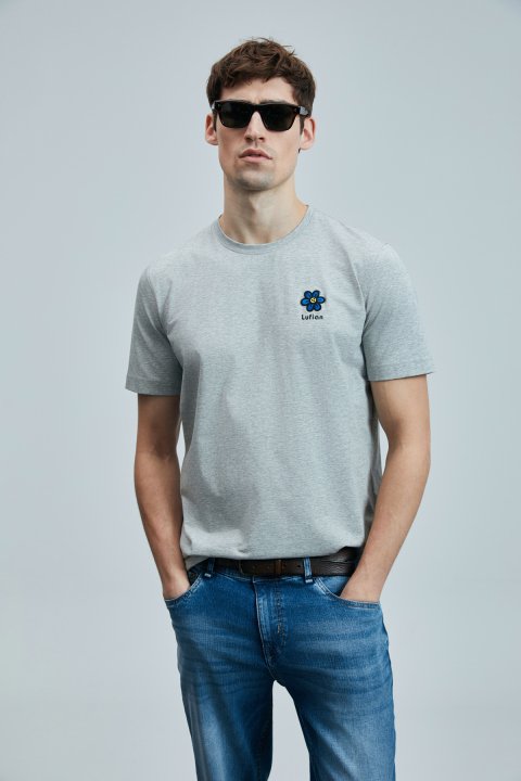 Peace Modern Grafik T- Shirt Gri - Lufian