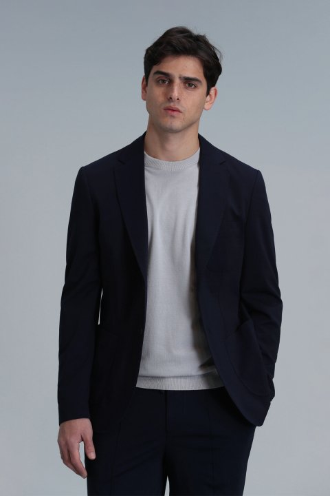 Peler Spor Erkek Blazer Ceket Slim Fit Lacivert - LUFIAN