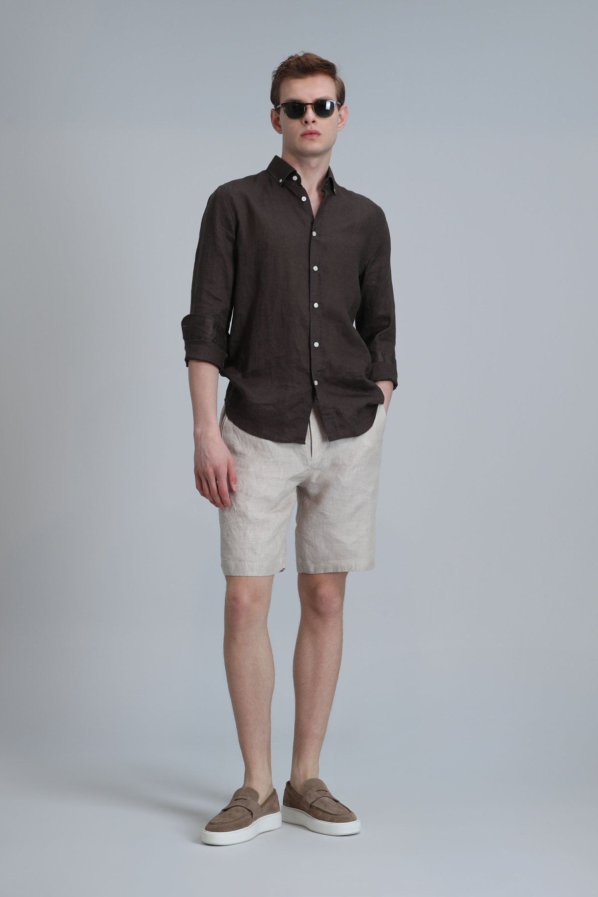 Peler Spor Erkek Chino Şort Slim Fit Bej - Lufian