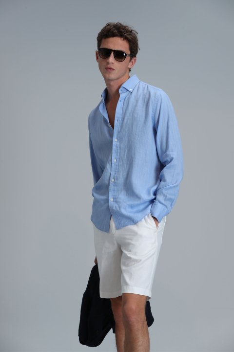 Peler Spor Erkek Chino Şort Slim Fit Beyaz - Lufian