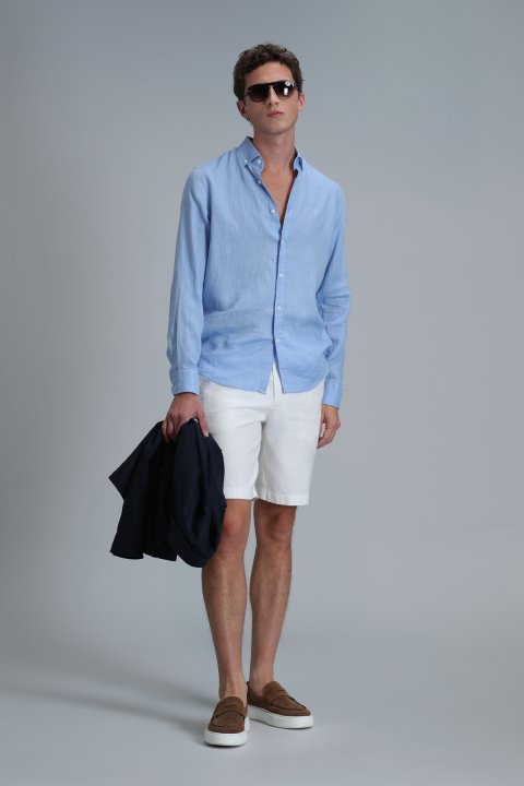 Peler Spor Erkek Chino Şort Slim Fit Beyaz - Lufian (1)