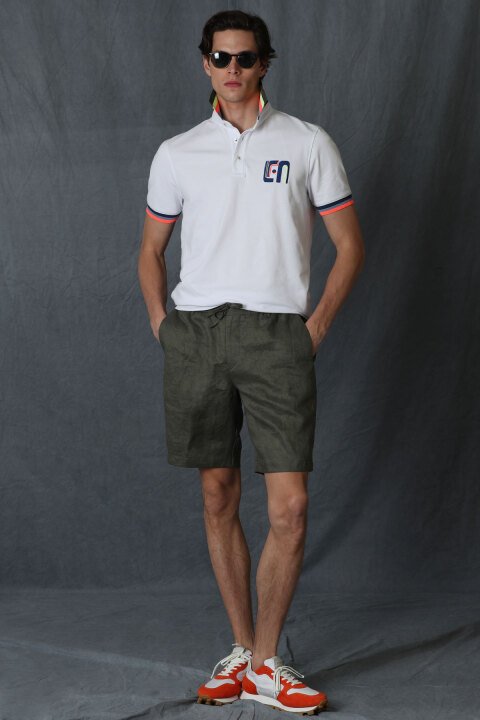 Peler Spor Erkek Chino Şort Slim Fit Haki - Lufian